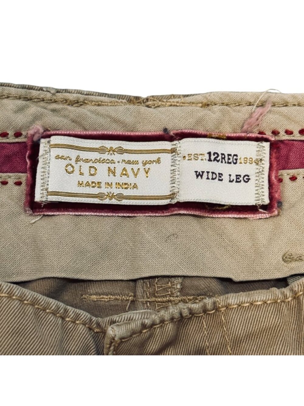Khaki Chinos Women's Size 12 R Wide Leg Cotton Preppy Y2K Style by Old Navy - Picture 3 of 8